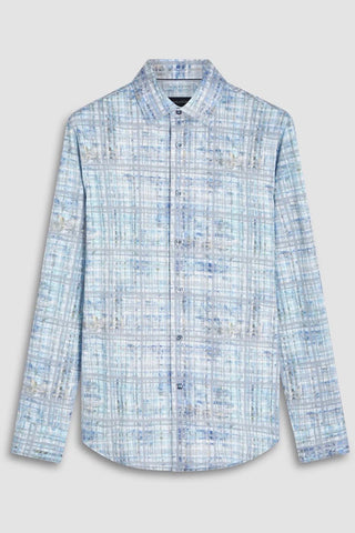 James Long-Sleeved  OoohCotton Shirt in Tone-on-Tone Aqua Check