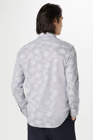 Julian Long-Sleeved Shirt in Navy Palm Print