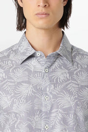 Julian Long-Sleeved Shirt in Navy Palm Print