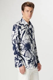 Julian Long-Sleeved Shirt in Navy Abstract Floral Print