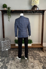 Ibiza Sport Coat in Blue and Brown Melange Check
