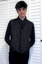 Georges Vest in Charcoal Donegal Tweed