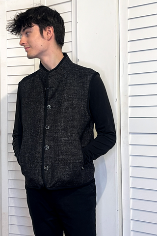 Georges Vest in Charcoal Donegal Tweed