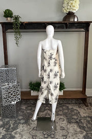 Embroidered Bustier Dress in Ivory-and-Black