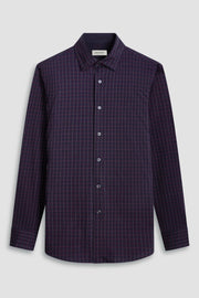 Jax Long-Sleeved OoohCotton Shirt in Plum Graph Check