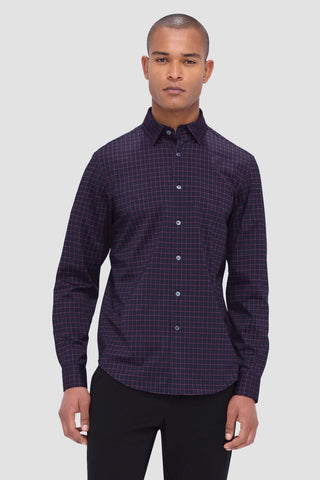 Jax Long-Sleeved OoohCotton Shirt in Plum Graph Check