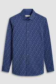 Jimmy Long-Sleeved OoohCotton Shirt in Navy Guitar Print