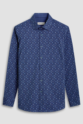 Jimmy Long-Sleeved OoohCotton Shirt in Navy Guitar Print