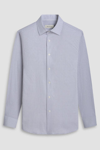 James Long-Sleeved OoohCotton Shirt in White With Mini-Check