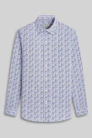 Julian Long-Sleeved Shirt in Air Blue Geometric Print