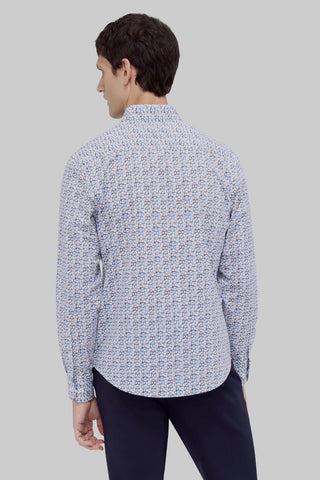 Julian Long-Sleeved Shirt in Air Blue Geometric Print