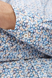 Julian Long-Sleeved Shirt in Air Blue Geometric Print