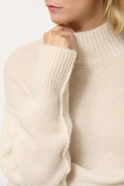 Cosmi Over-Sized Wool-Mohair Mock-Neck in Off-White