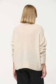 Cosmi Over-Sized Wool-Mohair Mock-Neck in Off-White