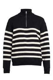 Regina Windproof Turtleneck Sweater in Black Stripe