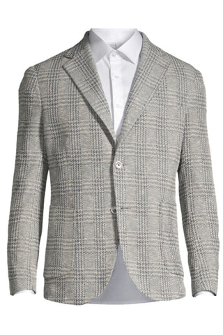 Glen Check, Cotton-Blend Sports Jacket in Stone