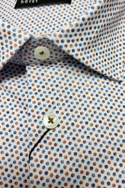 Long-Sleeved Knit Dress Shirt With Pin-Dot Print on Beige