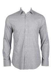 Long-Sleeved Dress Shirt With Diamond Print in White