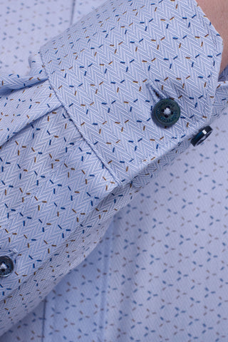 Axel Long Sleeve Woven Shaped Shirt in Air Blue