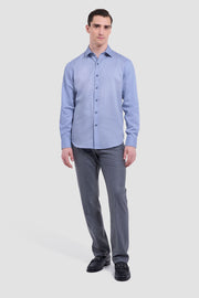 Axel Long Sleeve Woven Shaped Shirt in Air Blue
