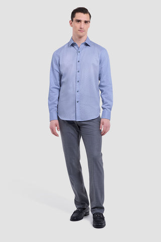 Axel Long Sleeve Woven Shaped Shirt in Air Blue