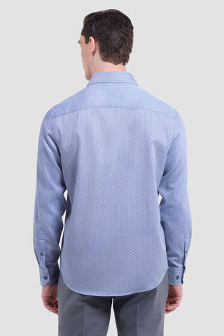 Axel Long Sleeve Woven Shaped Shirt in Air Blue
