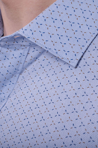Axel Long Sleeve Woven Shaped Shirt in Air Blue