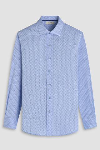 Axel Long Sleeve Woven Shaped Shirt in Air Blue