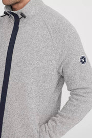 Bror Zipper-Front Windproof Sweater Jacket in Marble Grey