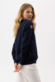 Nelly Windproof Crew Neck Sweater in Dark Navy