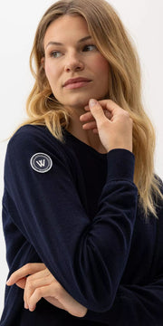 Nelly Windproof Crew Neck Sweater in Dark Navy