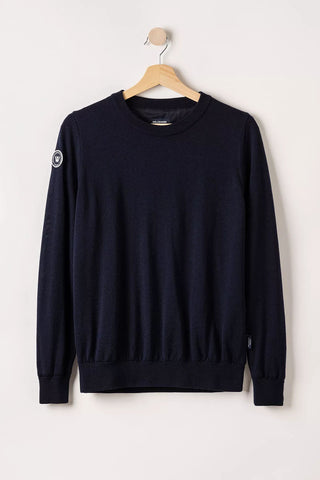Nelly Windproof Crew Neck Sweater in Dark Navy