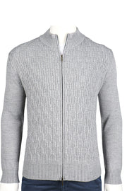 Modern Fit Texture Knit Front Full Zip Sweater