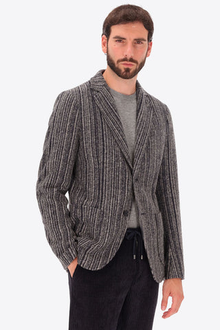 Bradford Multi Stripe Knit Sport Coat in Medium Grey