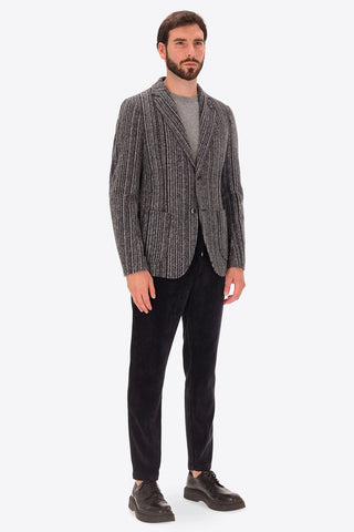 Bradford Multi Stripe Knit Sport Coat in Medium Grey