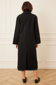Maritime Double Breasted Long Coat in Black
