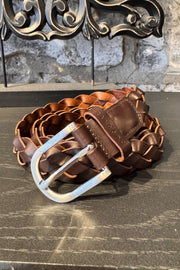 Braided Leather Belt in Brown