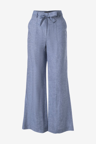 Wide Leg Denim Look Linen Pant in Light Blue