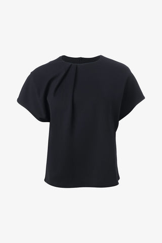 Cap Sleeve Top With Pleats at Neckline in 2 Colours