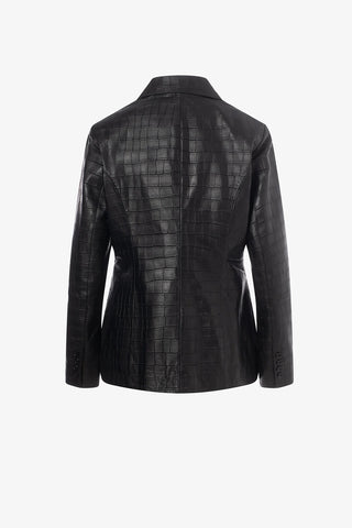 Leather Fitted Jacket in Black