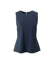 Sleeveless Top With Vegan Leather Trim in Champagne