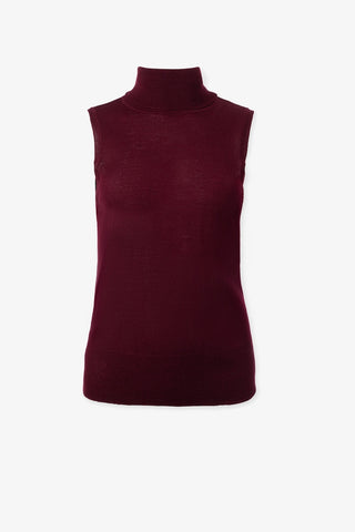 Sleeveless Turtleneck in Prune