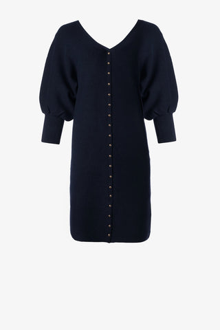 Knee-Length Cardigan Dress in Navy