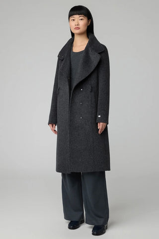 Genie Semi-Fitted Novelty Wool Coat in Black