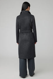 Genie Semi-Fitted Novelty Wool Coat in Black