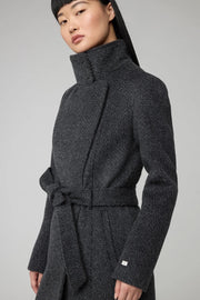 Genie Semi-Fitted Novelty Wool Coat in Black