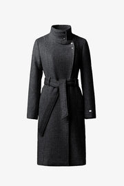 Genie Semi-Fitted Novelty Wool Coat in Black