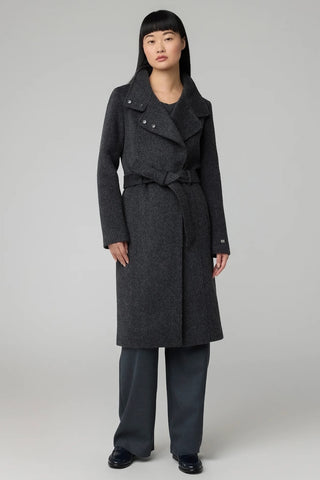 Genie Semi-Fitted Novelty Wool Coat in Black