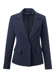 Single-Breasted Fitted Jacket in Navy