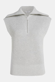 Sleeveless Turtleneck Sweater in Light-Grey Mélange